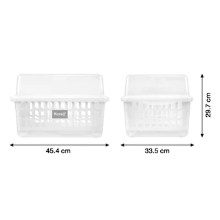 KASSA HOME ที่คว่ำจานพลาสติกพร้อมฝาปิด 1 ชั้น Leaf รุ่น JCJ-2400 ขนาด 45.4 x 33.5 x 29.7 ซม. สีขาว