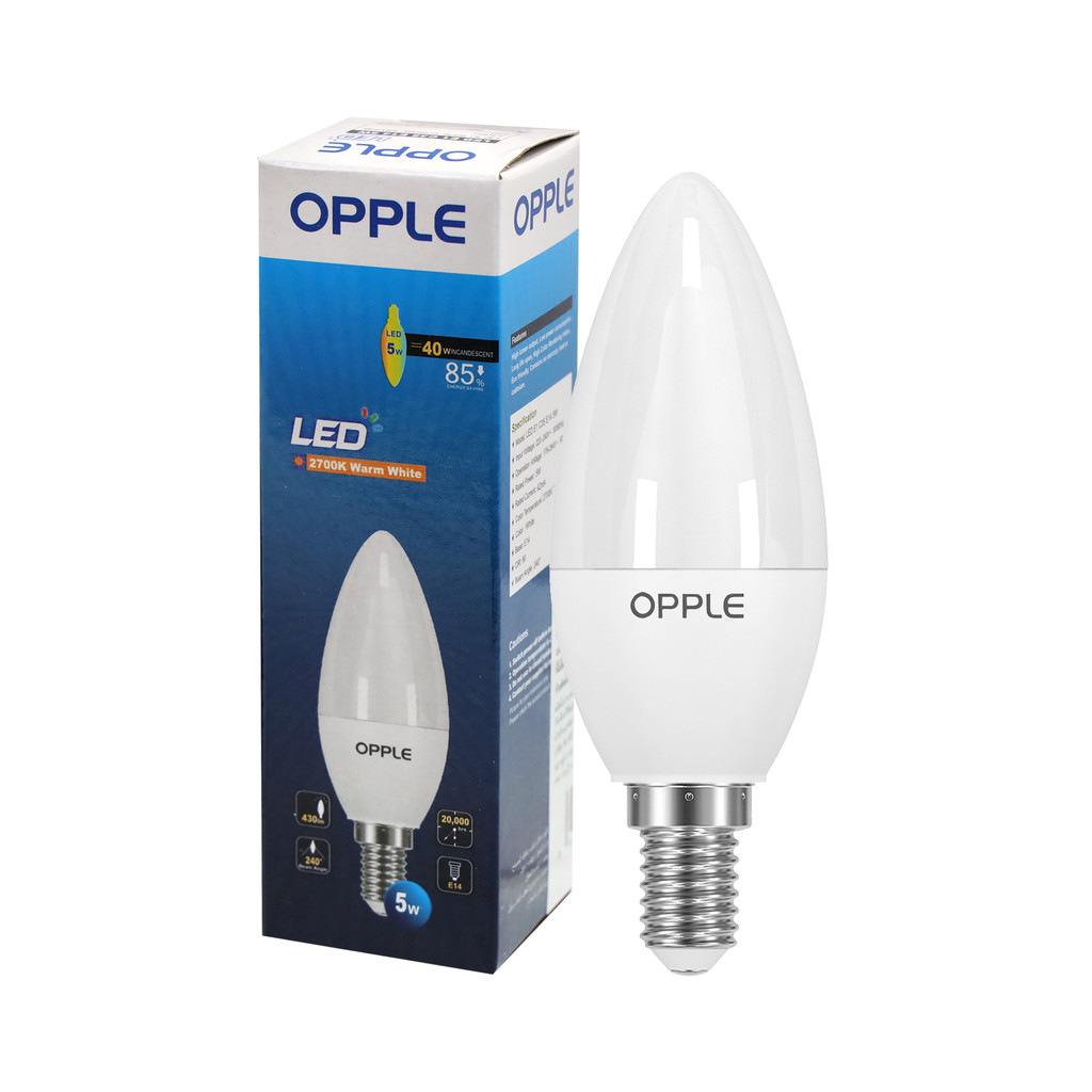 OPPLE หลอดไฟ LED  E14 5W Warm White รุ่น E1C35-E14-5W-WWCT