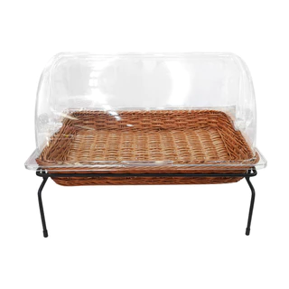 ถาดหวายเทียมอเนกประสงค์มีฝาครอบพลาสติกใส KASSA HOME รุ่น ZY19220CH สีน้ำตาล
