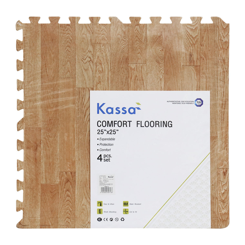 KASSA แผ่นโฟมปูพื้นลายไม้ รุ่น HRED-41-CL ขนาด 60 x 60 x 1 ซม. สีน้ำตาล