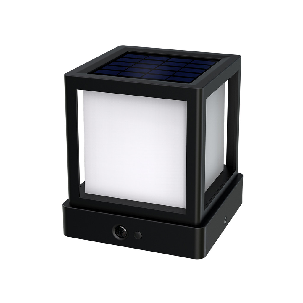 LUZINO โคมไฟหัวเสาโซลาร์เซลล์ Sensor LED 10W Cool White รุ่น ESL-54 BK สีดำ