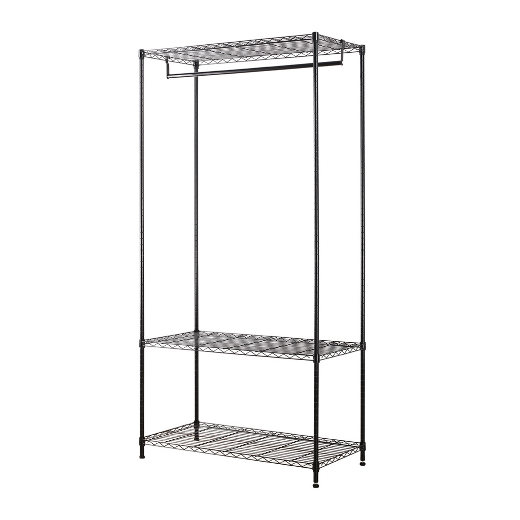 ราวแขวนพร้อมชั้นวางอเนกประสงค์ 3 ชั้น Mesh+Divider KASSA HOME รุ่น MESH10x20 ขนาด 90 ซม. สีดำ