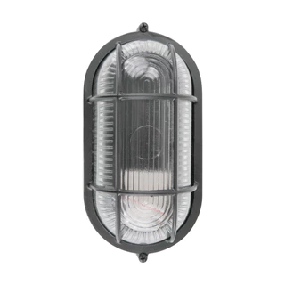 LUZINO โคมไฟผนังภายนอกอะลูมิเนียม E27x1 รุ่น A102-BK สีดำ - ใส