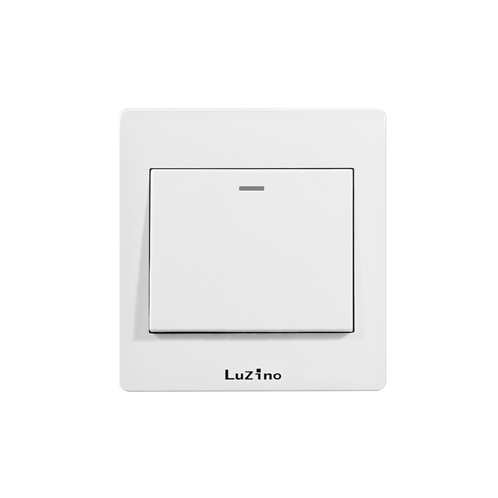 LUZINO ชุดสวิตช์ทางเดียว 1 ช่อง รุ่น SQUARE WH E15-K01A สีขาว