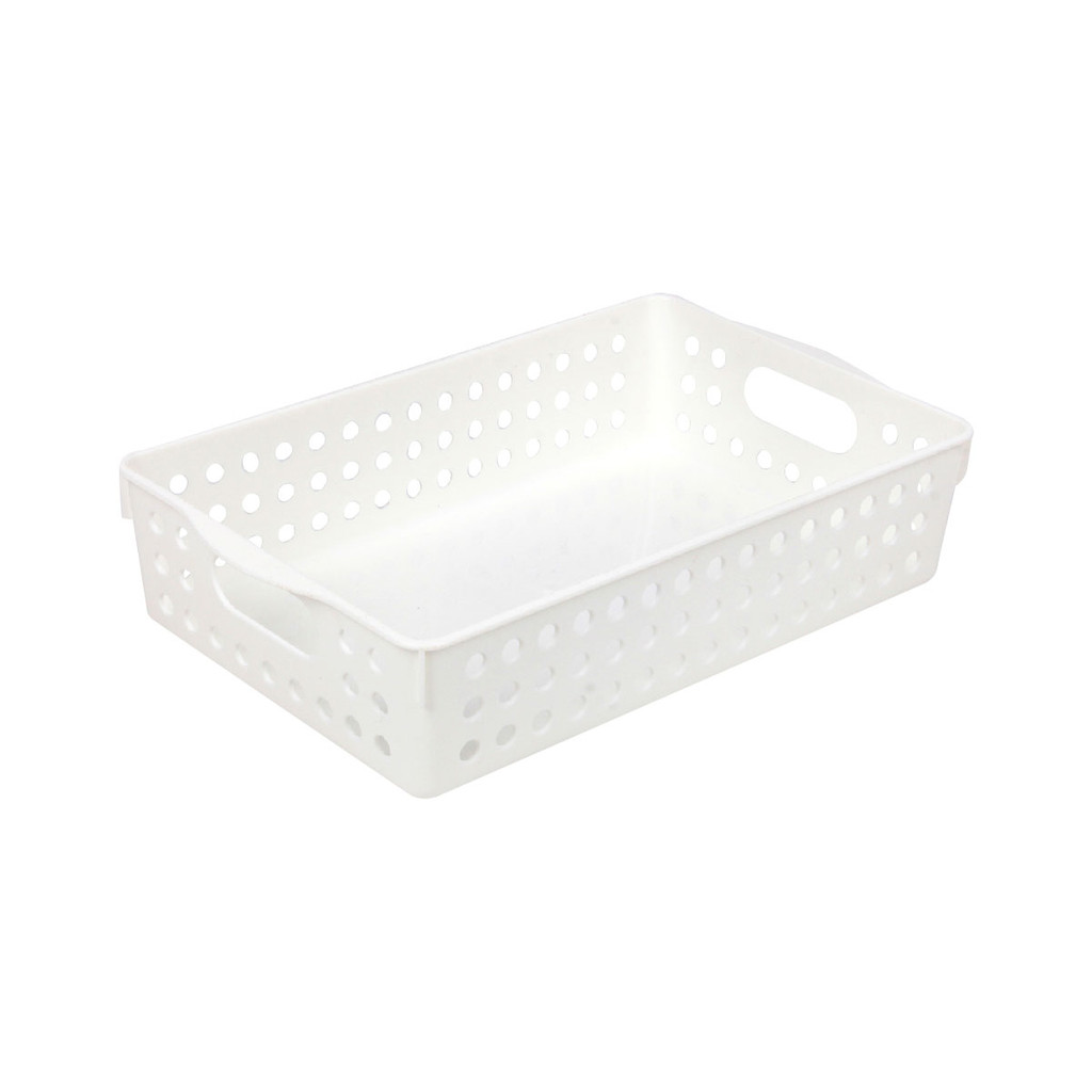 ตะกร้าอเนกประสงค์ทรงเหลี่ยม Circle KASSA HOME รุ่น TG54505-M ขนาด 32 x 22 x 18 ซม. สีขาว