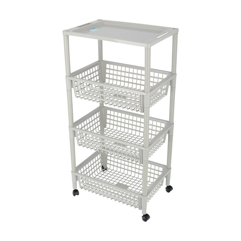KASSA HOME ชั้นวางของพลาสติกอเนกประสงค์พร้อมล้อเลื่อน 4 ชั้น รุ่น VCP-4Tiers ขนาด 32x46x92 ซม. สีเทา
