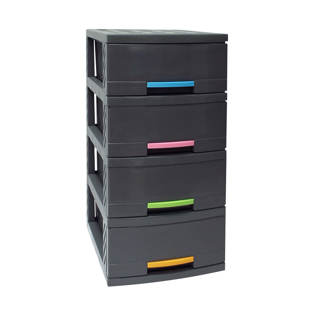 ตู้ลิ้นชักอเนกประสงค์ 4 ชั้น Mushi KASSA HOME รุ่น API-1100M4 ขนาด 32.5 x 41 x 66 ซม. สีเทา – โปรปัง