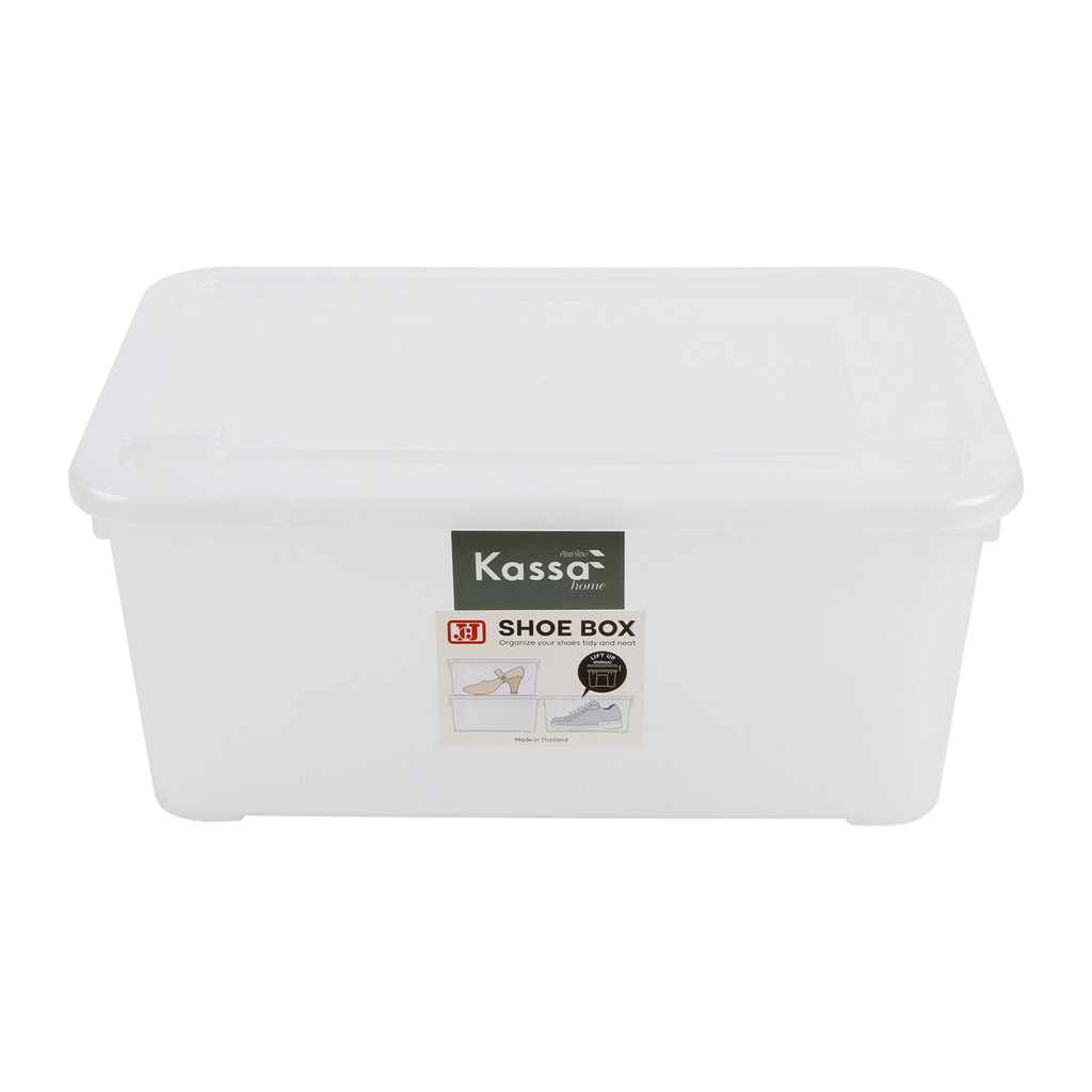 KASSA HOME กล่องใส่รองเท้าพร้อมฝาปิด รุ่น JCJ-5125 ขนาด 23.5 x 36 x 15.6 ซม. สีขาว