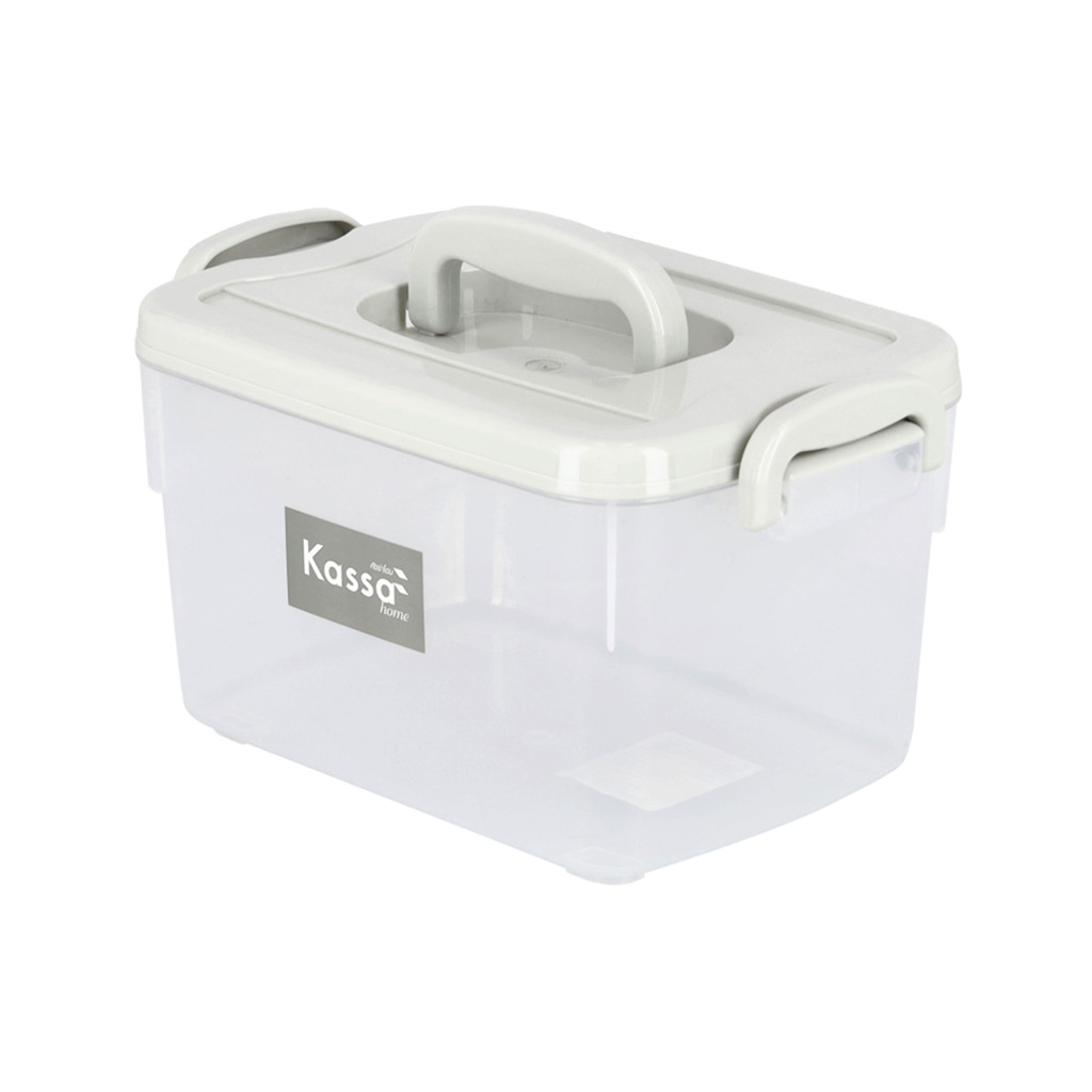 KASSA HOME กล่องปิกนิกพร้อมฝาล็อก รุ่น JCJ-2551B ขนาด 5 ลิตร สีขาว - เทา