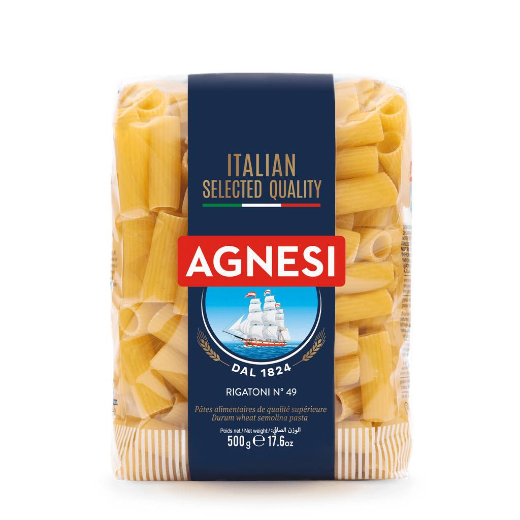 แอคเนซี ริกาโตนี เบอร์ 49 พาสต้าอิตาเลียน ทรงกระบอก Agnesi Rigatoni #49