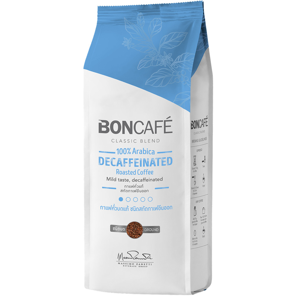 กาแฟคั่วบดที่ปราศจากคาเฟอีน Boncafe Decaffeinated Coffee 250G