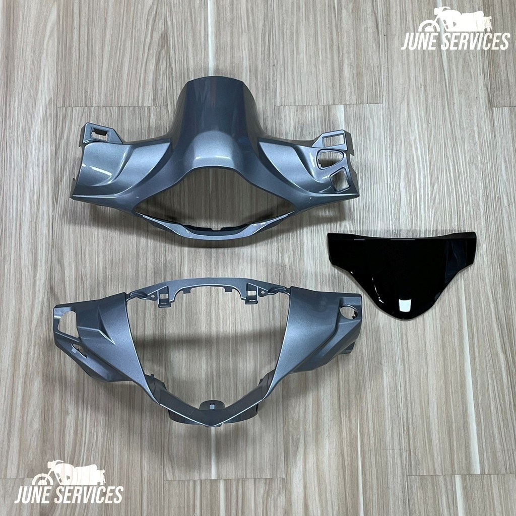 Wave 125i LED 2018-2021 ชุดหน้ากาก 3 ชิ้น (หน้า+หลัง+ชิว) สีเทา (262)