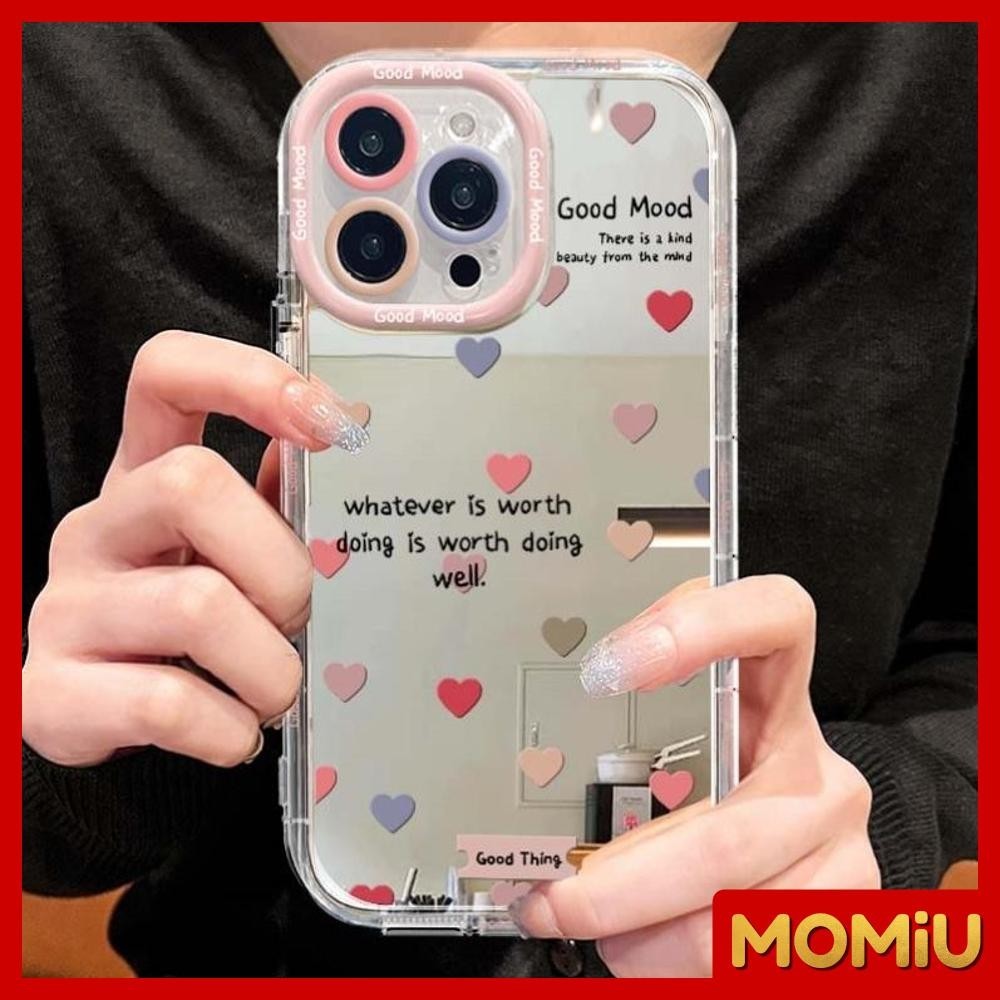 MOMiU - เข้ากันได้สำหรับ เคสไอโฟน11 เคส iphone 16 Pro Max 7Plus XR 12 13 14 15 กระจกเงา ถุงลมนิรภัย สีสันแห่งความรัก
