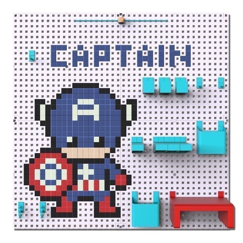 Infinity Wall ชั้นวางของติดผนัง 80x80 CM Set Pegboard ลายการ์ตูน ติดผนัง มุมทำงาน ของขาวดำ DIY แต่งโ