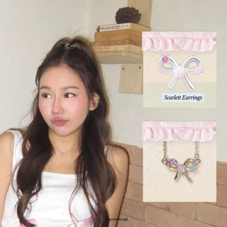🎀 ต่างหู Scarlett Bow Earrings (ก้านเงิน S925) ใส่แล้วสวยมาก - The Green Box