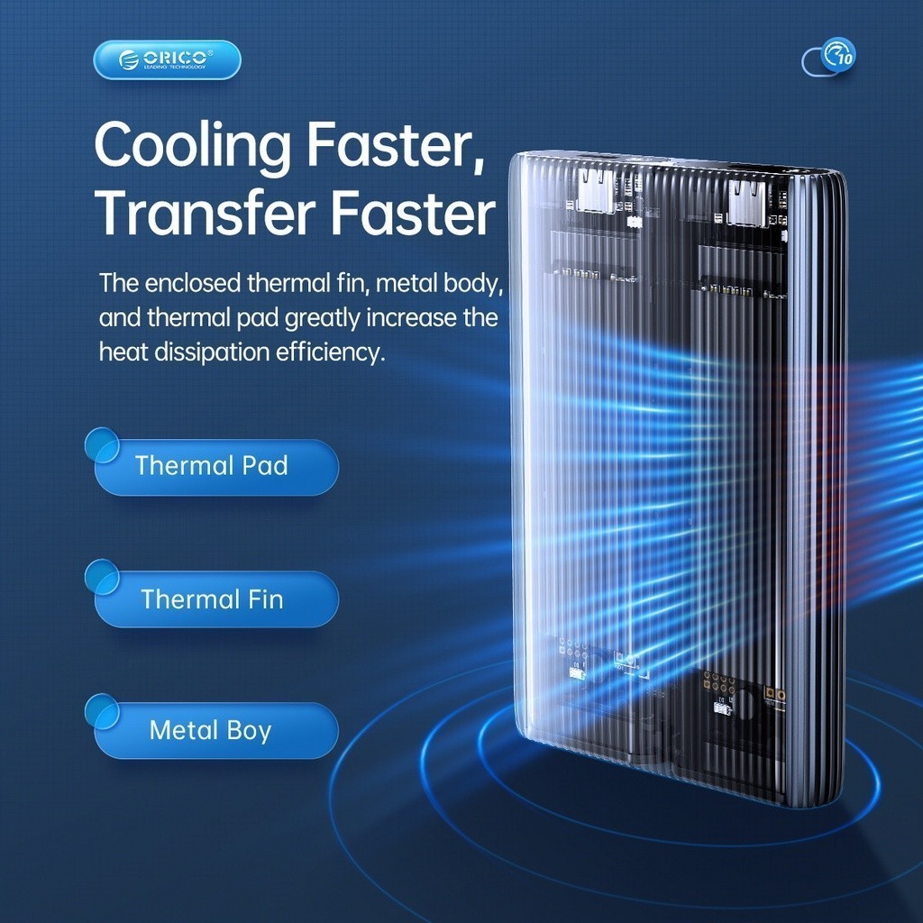[ออกใบกำกับภาษีได้ E-TAX] ORICO AM2C3 Dual Bay Aluminum M2 NVMe SSD Enclosure NVMe PCIe SSD With Built-in Cooling Vest