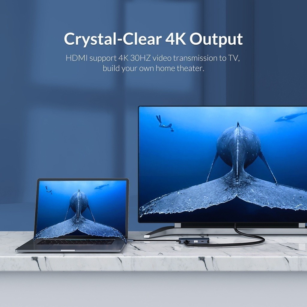 [ออกใบกำกับ- ทักแชท] ORICO 6 in 1 USB C ถึง USB 3.0 HUB HDMI ความเร็วสูง OTG อะแดปเตอร์สําหรับ Macbook PC แล็ปท็อป - รูปที่ 2