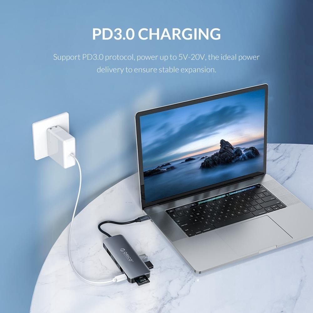 [ออกใบกำกับภาษีได้ E-TAX] ORICO MC-U111P USB-C Docking Station USB3.0 HDMI VGA 100W PD RJ45 Card Reader Audio Adapter