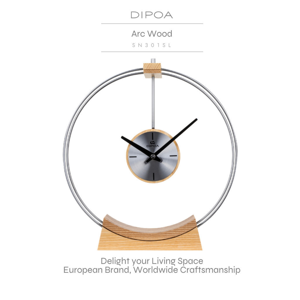 DIPOA Arc Wood (SN301SL) นาฬิกาตั้งโต๊ะ จากไม้ สไตล์มินิมอล