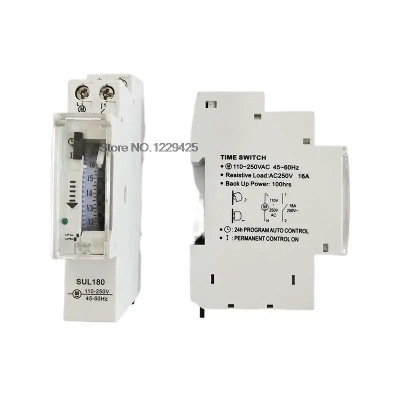 ✡DIN Rail SUL180 Time Switch สวิตช์จับเวลาแบบกลไก24ชั่วโมง Programmable Timer 16A Time Switch