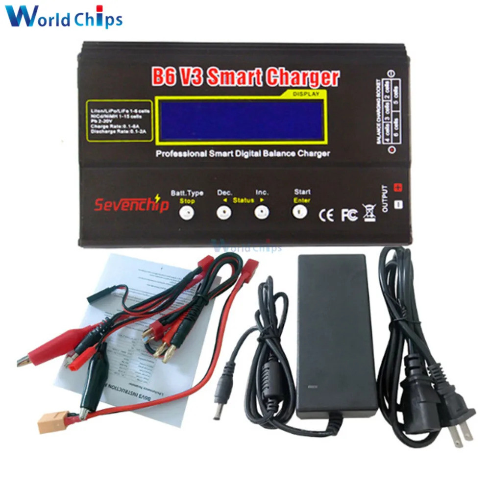 ✦ V3 80W 6A Baery Charger 1S-6S Li-Ion Lipo Ni-Cr Ni-MH Digital Balance Charger Discharger 12V อะแดป
