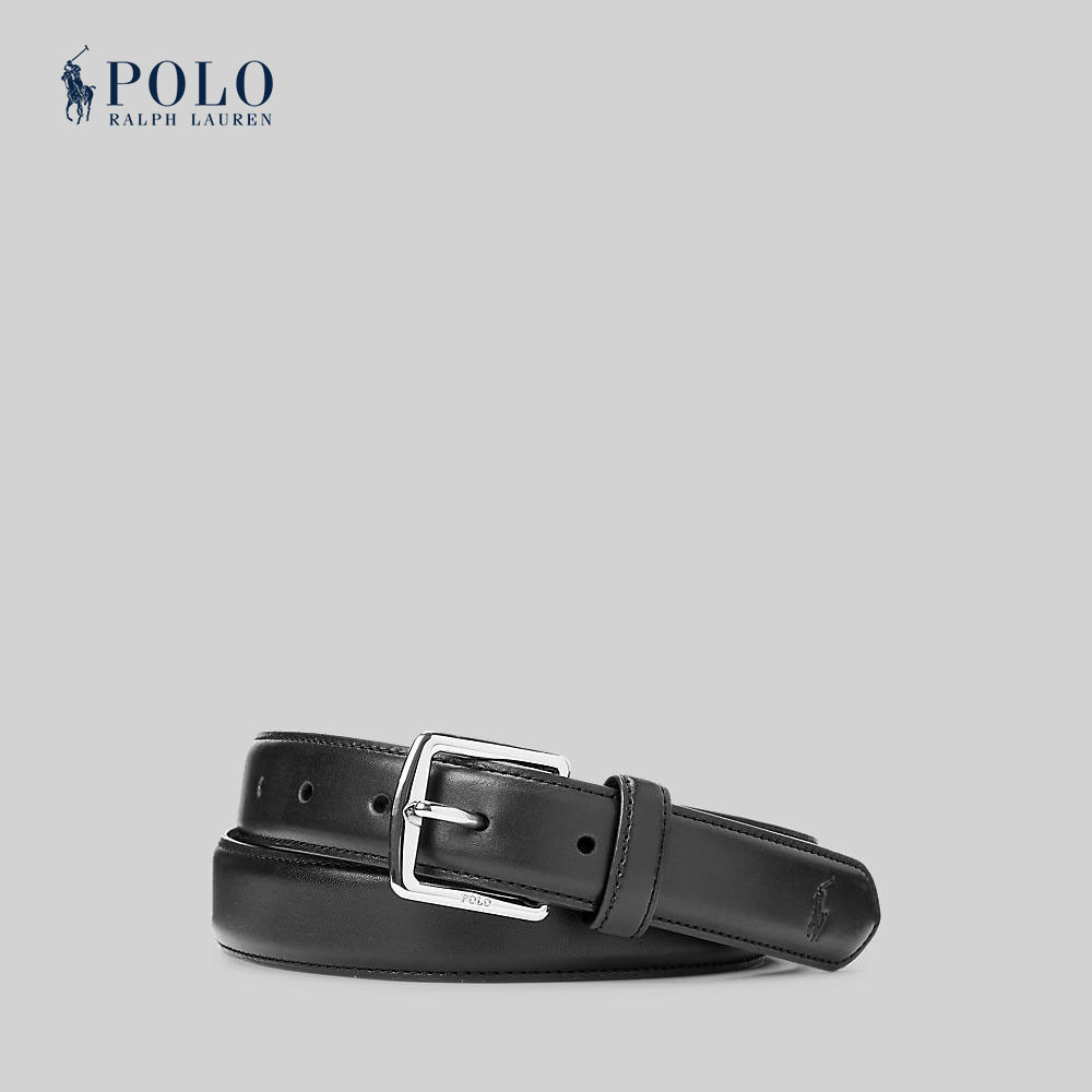 Polo Ralph Lauren เข็มขัดผู้ชาย Full-Grain Leather Dress Belt รุ่น MAPOBLT0F320101 สีดำ ราคา ถูกที่สุด ดีลบีเคเค