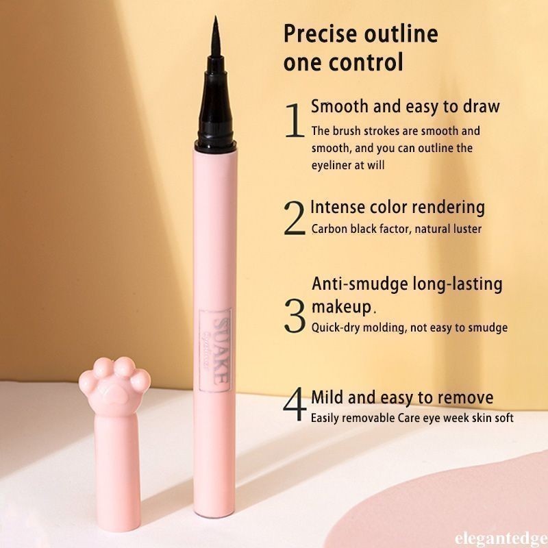 elegantedge กันน้ํายาวนานเหงื่ออายไลเนอร์ Non-stain Liquid Eyeliner แต่งหน้าปากกาหญิง
