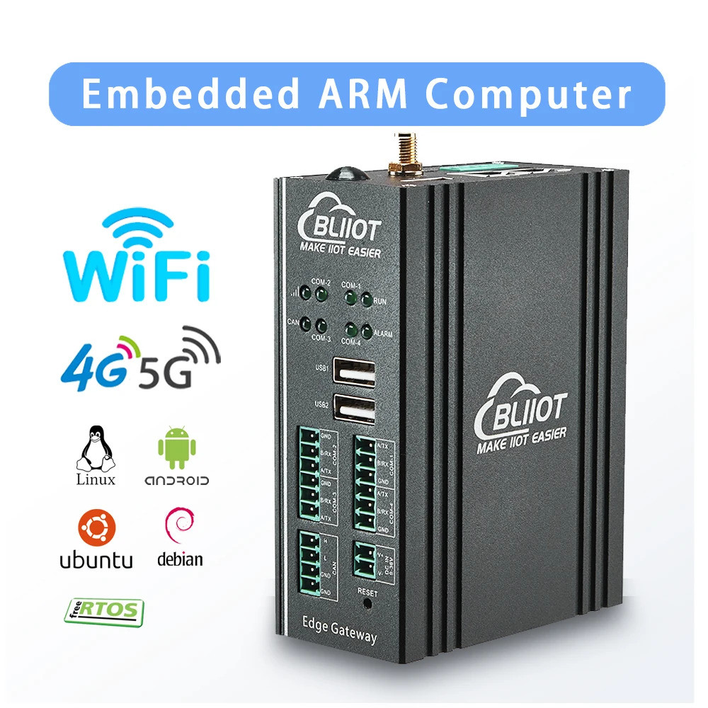 คอมพิวเตอร์อุตสาหกรรมแบบฝัง Linux Ubuntu Debian ARM พร้อม WIFI Ethernet SIM และอินพุตดิจิตอล