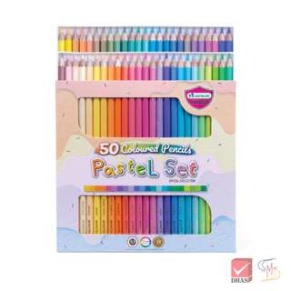 Master Art สีไม้ ดินสอสีไม้ แท่งยาว 50 สีพาสเทล (1 กล่อง)