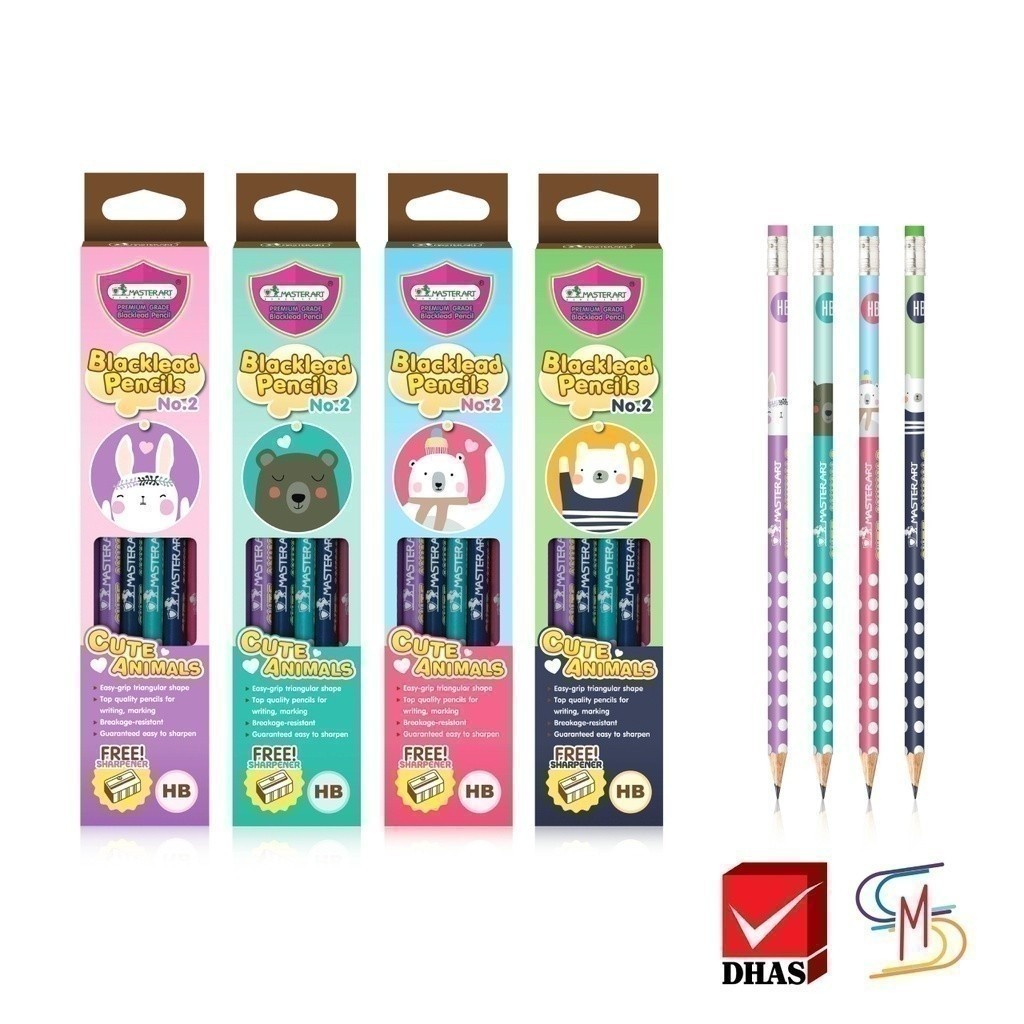 kidtuk Master Art ดินสอ ดินสอดำ แฟนซี เกรดเอชบี NO.2 จำนวน 12 แท่ง
