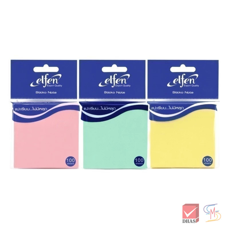 Elfen กระดาษโน๊ต กระดาษโน๊ตกาวในตัว สีพาสเทล 3x3 นิ้ว 100 แผ่น จำนวน 1 ชิ้น