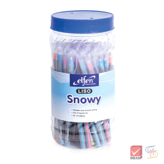 Elfen เอลเฟ่น ปากกา ปากกาน้ำเงิน ปากกาโหล ปากกาลูกลื่น ลิโซ่สโนวี่ น้ำเงิน 0.5 จำนวน 50 ด้าม