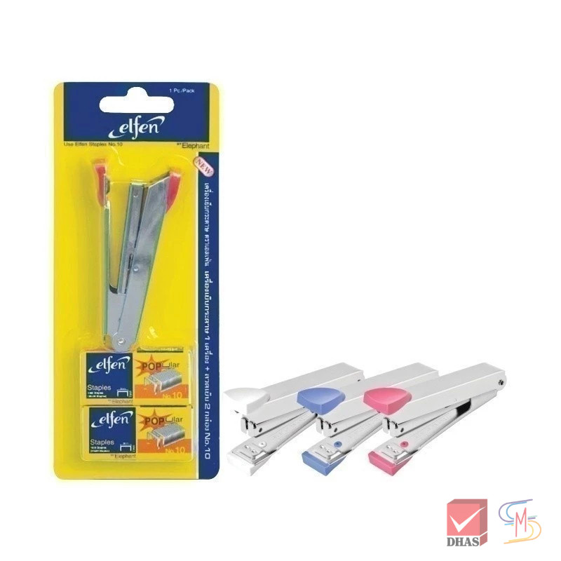Elfen เครื่องเย็บกระดาษ + ลวดเย็บกระดาษ No. 10 คละสี จำนวน 1 ชุด