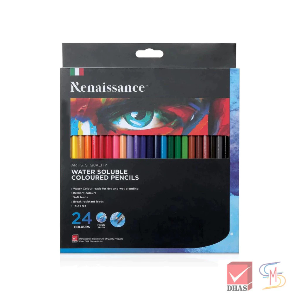 Renaissance สีไม้ สีไม้ระบายน้ำ 24 สี จำนวน 1 กล่อง
