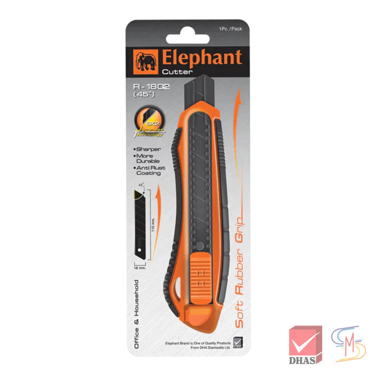 Elephant ตราช้าง คัตเตอร์ รุ่น R-1802 18 มม. คละสี จำนวน 1 อัน