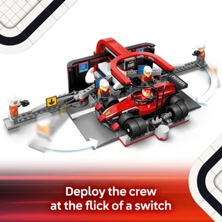 LEGO City 60443 F1 Pit Stop & Pit Crew with Ferrari Car (322pcs.), Building Blocks, Kids Toy