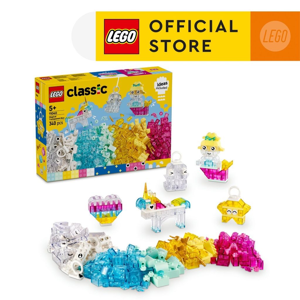 LEGO Classic 11040 Magical Transparent Box (340pcs.), Building Blocks, Kids Toy