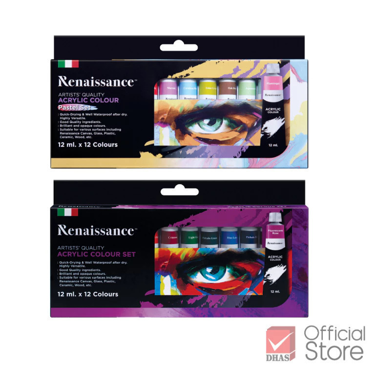 Renaissance ชุดศิลปะอาร์ตติส สีอะครีลิค 12 สี 2 กล่อง + ชุดพู่กัน เฟรมผ้าใบแคนวาส HOBBY และ เกรียงระบายสี 5 ชิ้น (1 ชุด) — صورة 3