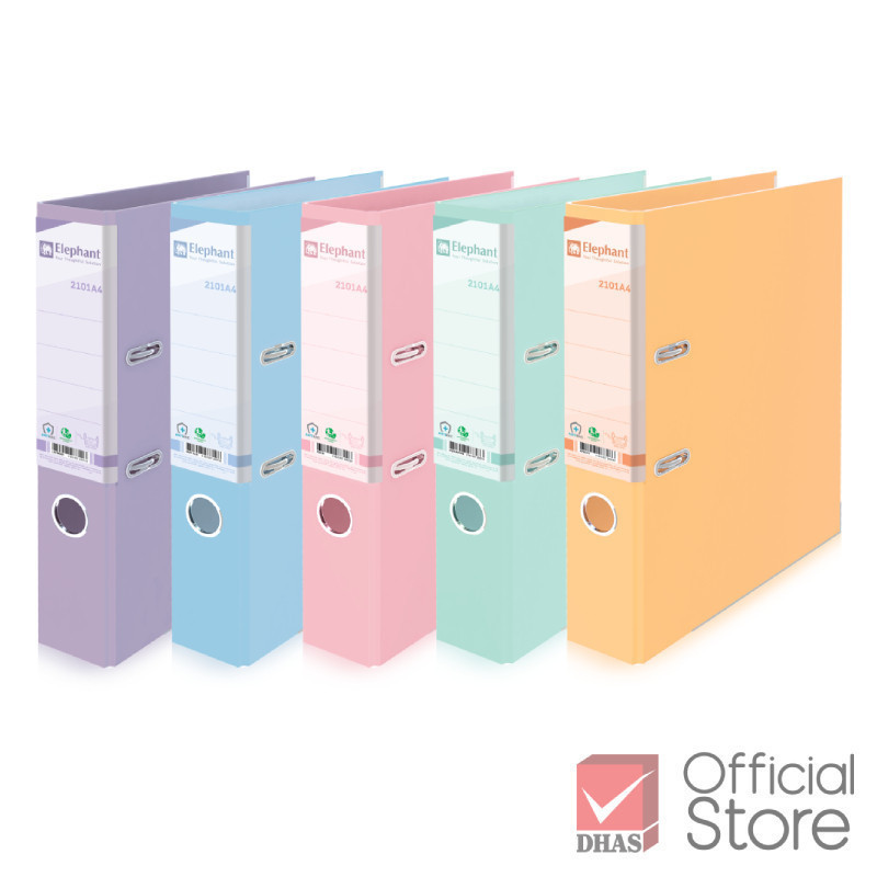 Elephant แฟ้ม แฟ้มใส่เอกสาร แฟ้มสันแคบ No.2101 A4 สีพาสเทล จำนวน 12 แฟ้ม