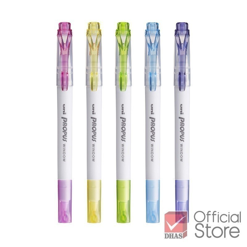 Uni ปากกาไฮไลท์ ปากกาเน้นข้อความ 2 หัว Propus Window ชุด PUS-103T (Light) จำนวน 
