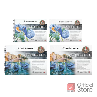 Renaissance สมุดวาดรูป สมุดวาดเขียนสีน้ำ อาร์ตติส 25% Cotton 300 แกรม จำนวน 1 เล่ม