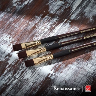 Renaissance พู่กัน สีอะคริลิค พู่กันหัวแบน จำนวน 1 ด้าม (1/2)