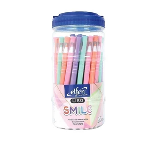 Elfen ปากกาลูกลื่น รุ่น Liso Smile (ลิโซ่ สมายล์) 0.5 มม. หมึกน้ำเงิน - กระปุก 50 ด้าม