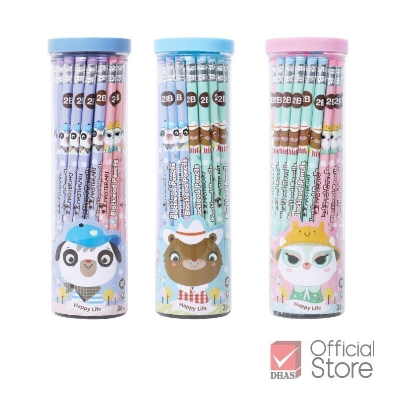 Master Art ดินสอดำ ดินสอไม้ 2B รุ่น Fancy ลายการ์ตูน – จำนวน 1 กระบอก (36 แท่ง)