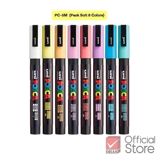 Uni ปากกา ปากกามาร์คเกอร์ Posca PC-3M 8 สี จำนวน 1 เซต
