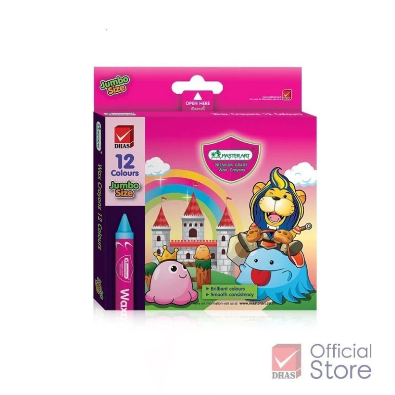 Master Art สีเทียนสำหรับเด็ก ขนาดจัมโบ้ 12 สี จำนวน 1 กล่อง สีเสริมพัฒนาการ