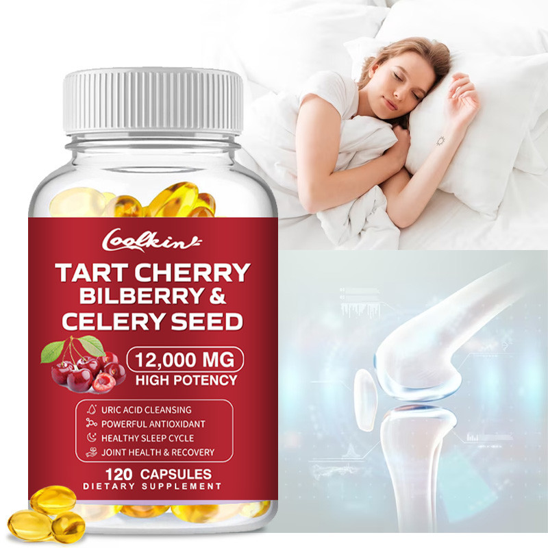 Coolkin 3-in-1 Uric Acid Cleanser Capsules, เชอร์รี่ทาร์ตออร์แกนิก, เมล็ดบิลเบอร์รี่และคื่นฉ่าย, รองรับข้อต่อ, เป็นมิตรกับคีโต, ไม่ใช่จีเอ็มโอ