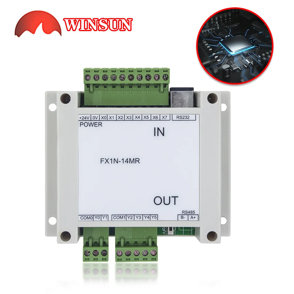 บอร์ดรีเลย์ไฟฟ้า DC24V FX1N-14MR 14MR 8 เข้า 6 ออก พร้อมเคส