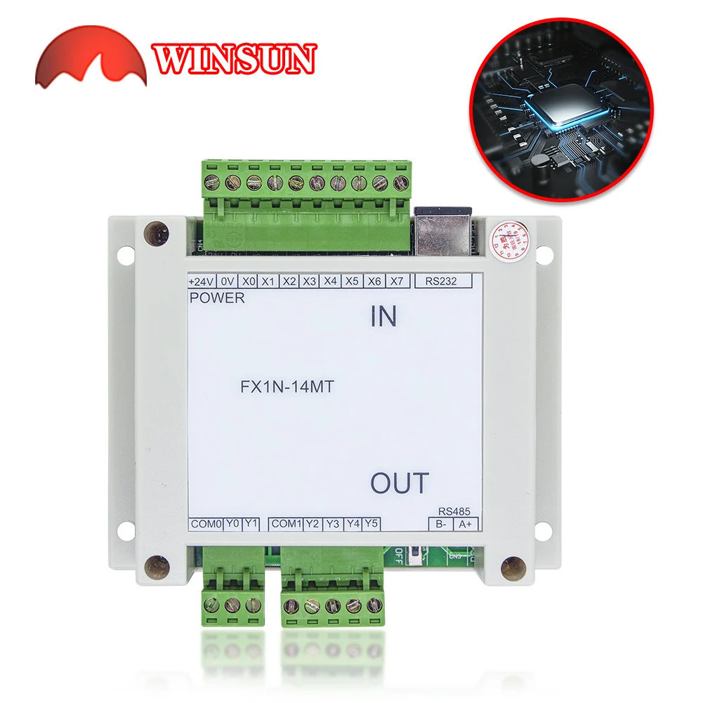 บอร์ดทรานซิสเตอร์กำลัง DC24V FX1N-14MT 14MT 8 เข้า 6 ออก รองรับมอเตอร์พัลส์และสเต็ปพร้อมเคส