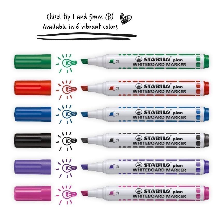 ปากกาไวท์บอร์ด Whiteboard Stabilo รุ่น Plan 641 , Plan 643 เซ็ต 6 สี